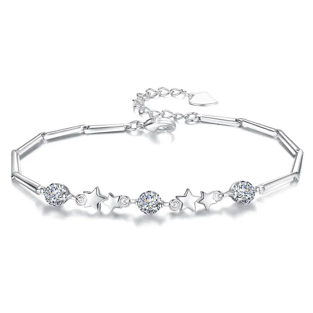 Wei Hua Ri Silver Plated Five Pointed Star Bracelet for Girls