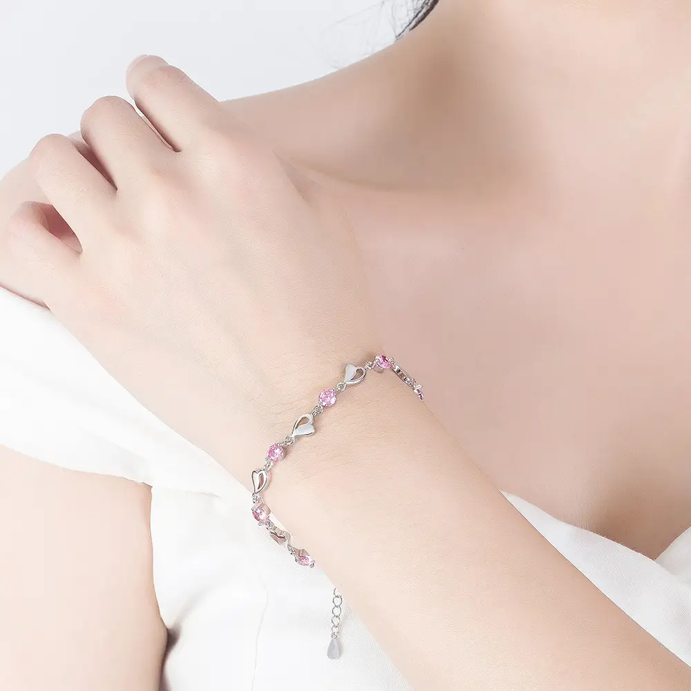 Wei Hua Blue Heart Silver Plated Bracelet for Women - Image 7