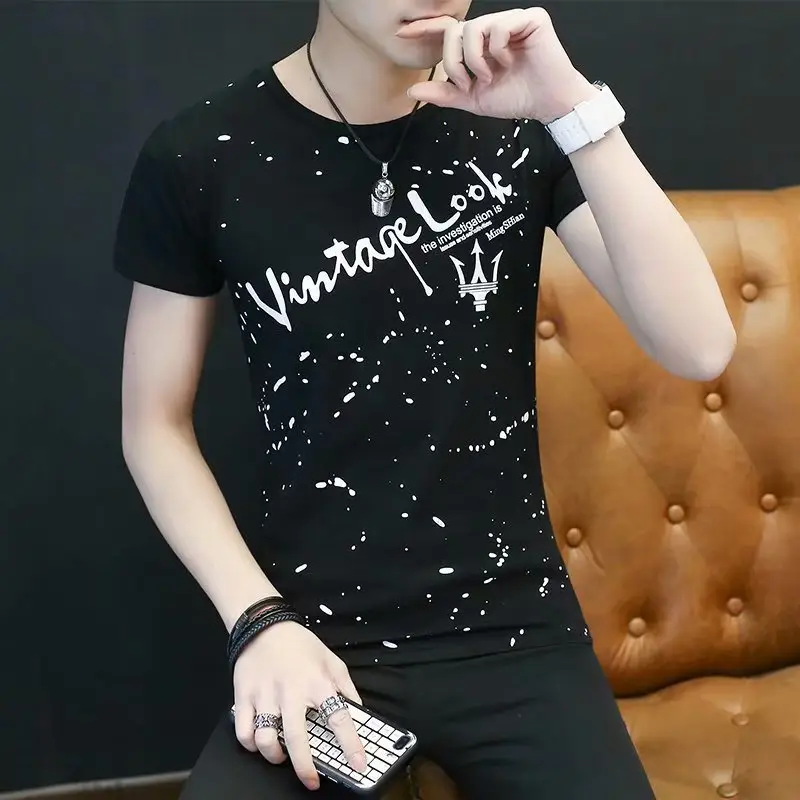 Men Printed T-Shirt White Slim Fit Summer - Image 7