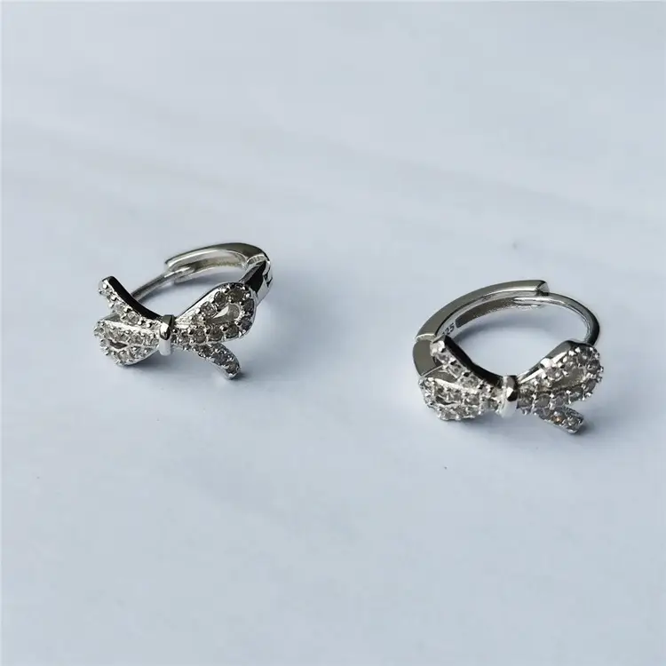 S925 Silver Rhinestone Bow Ear Rings for Women - Image 5
