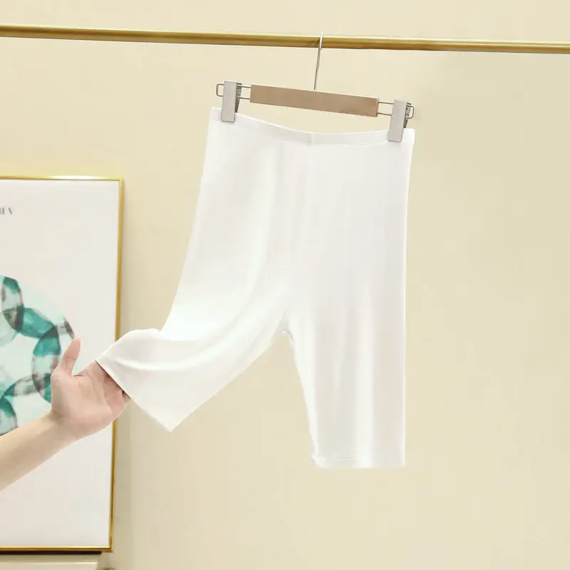 White Modal Leggings Plus Size High Waist Slim - Image 8