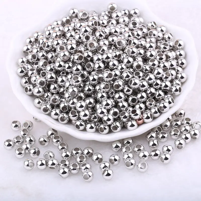 Electroplated Gold & Silver Round Beads Large Hole - Image 5