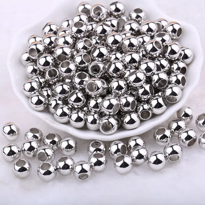 Electroplated Gold & Silver Round Beads Large Hole - Image 7