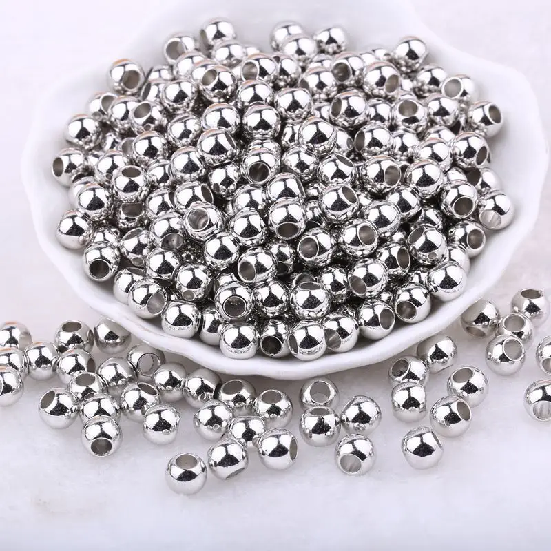 Electroplated Gold & Silver Round Beads Large Hole - Image 6