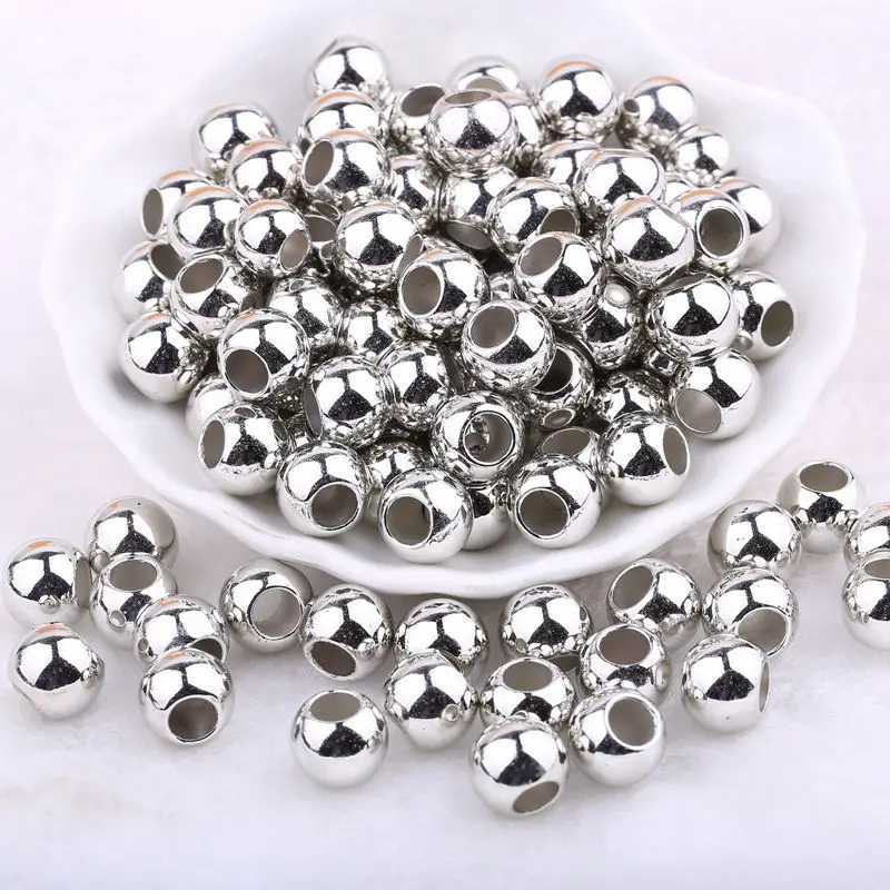Electroplated Gold & Silver Round Beads Large Hole - Image 8