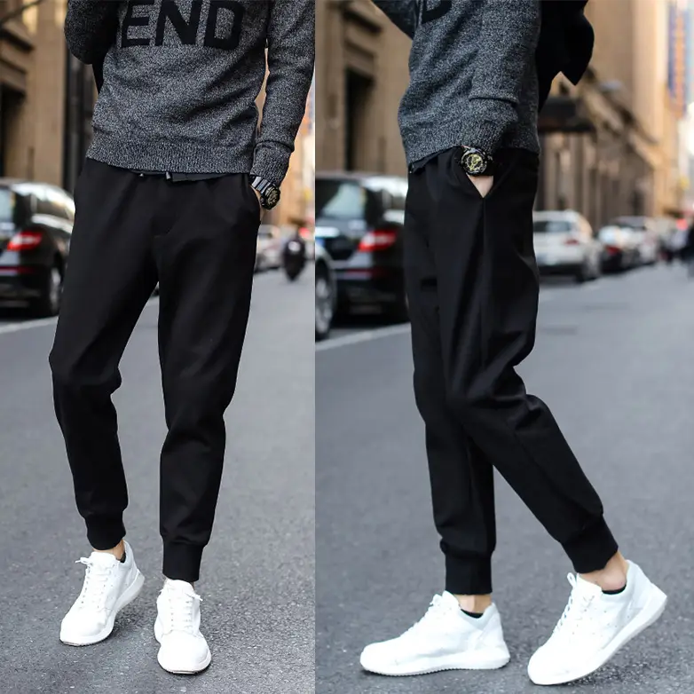 Men Black Harem Pants Casual Spring Summer Wear - Image 3