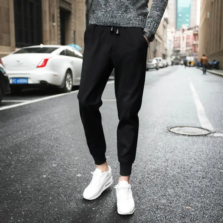 Men Black Harem Pants Casual Spring Summer Wear - Image 5