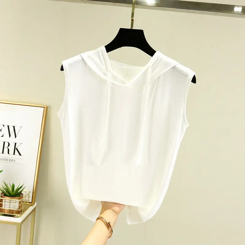 Women's Pink Hooded Vest T-Shirt Plus Size - Image 3