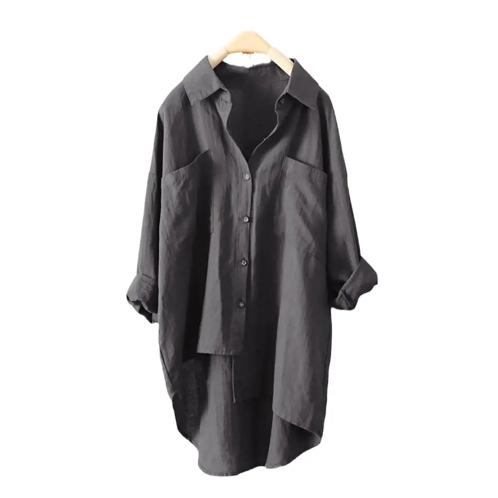 White Long Sleeve Button Front Shirt for Women - Image 4