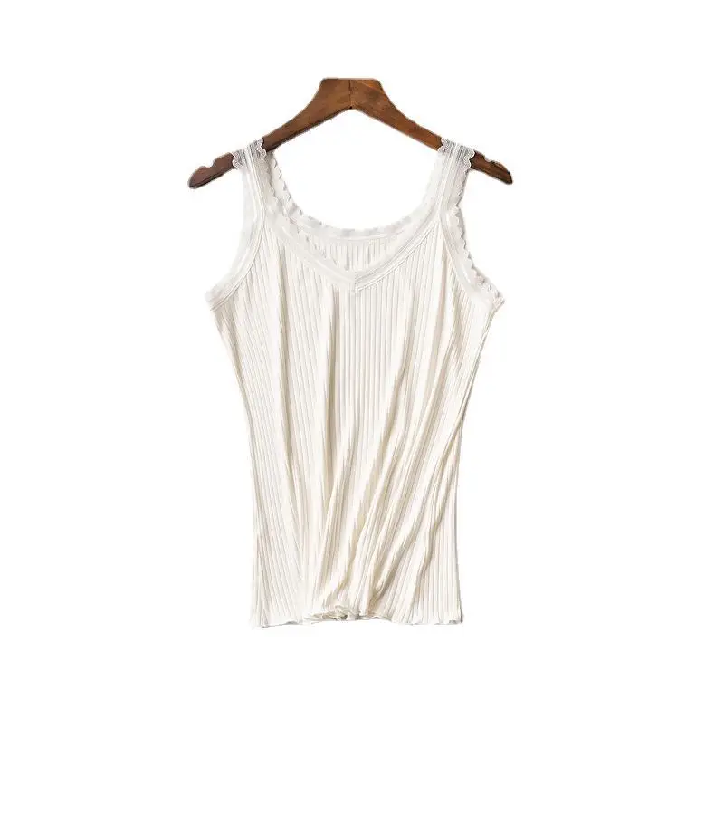 Women's Sleeveless Lace Vest Underwear Beige High Elastic