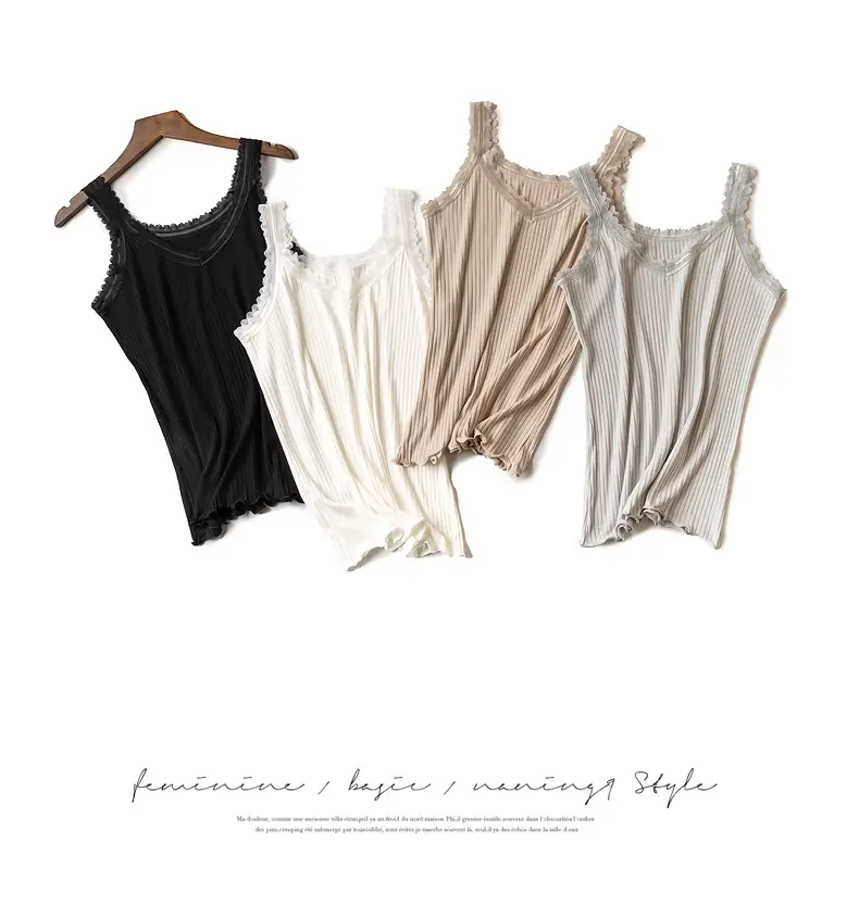 Women's Sleeveless Lace Vest Underwear Beige High Elastic — feature 32