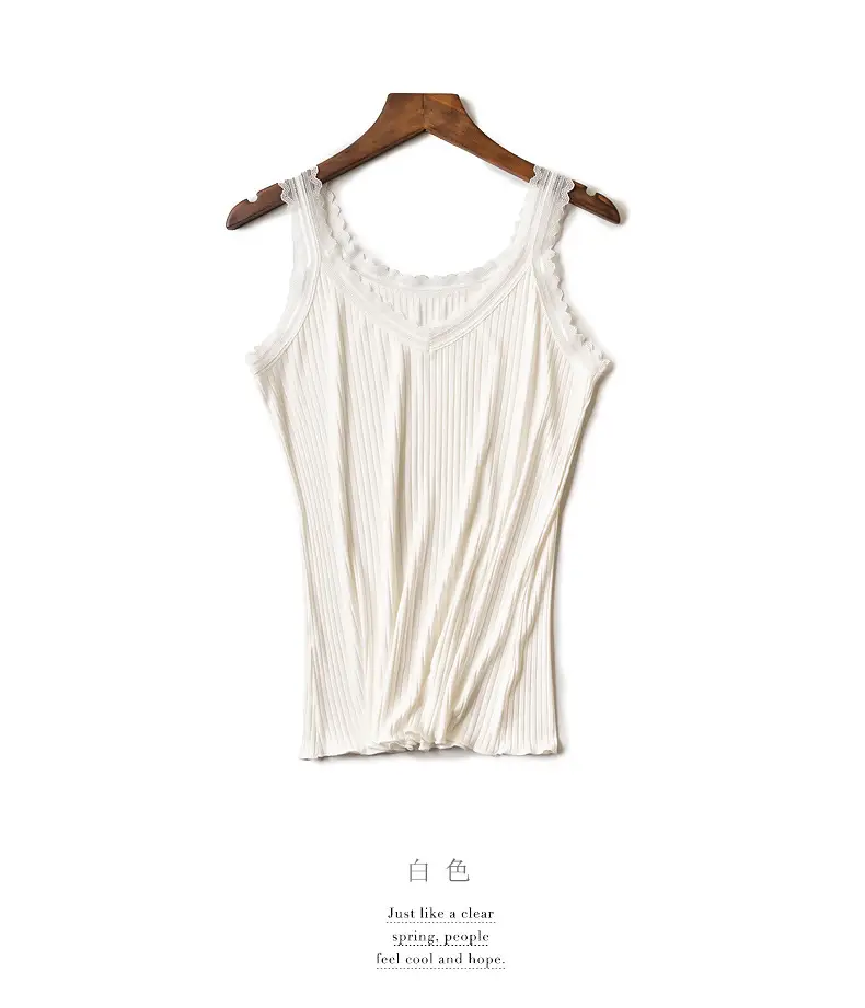 Women's Sleeveless Lace Vest Underwear Beige High Elastic — feature 43
