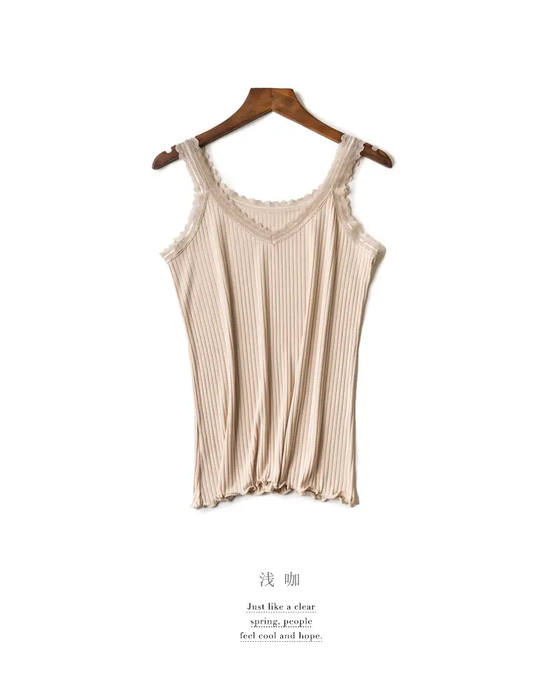 Women's Sleeveless Lace Vest Underwear Beige High Elastic — feature 51