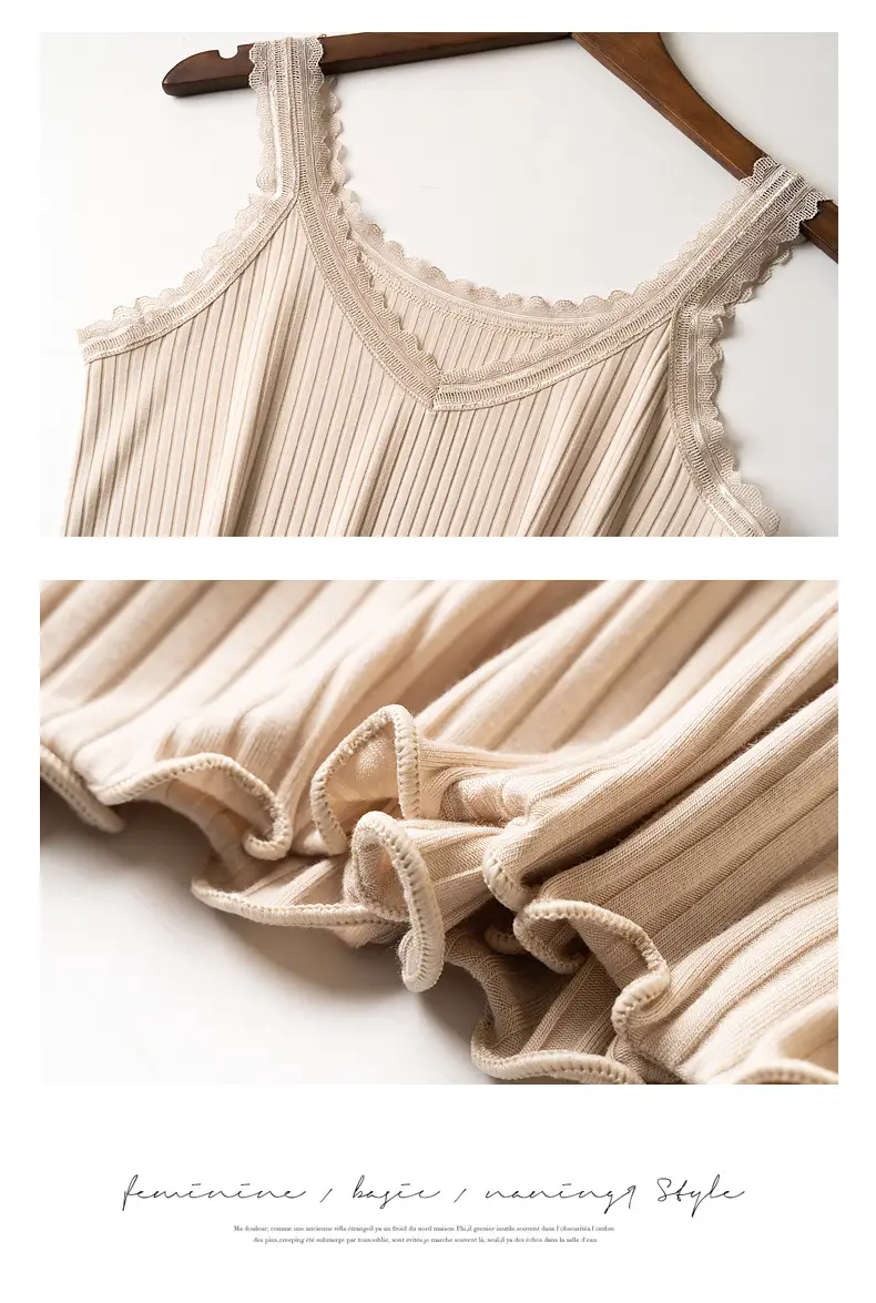 Women's Sleeveless Lace Vest Underwear Beige High Elastic — feature 53