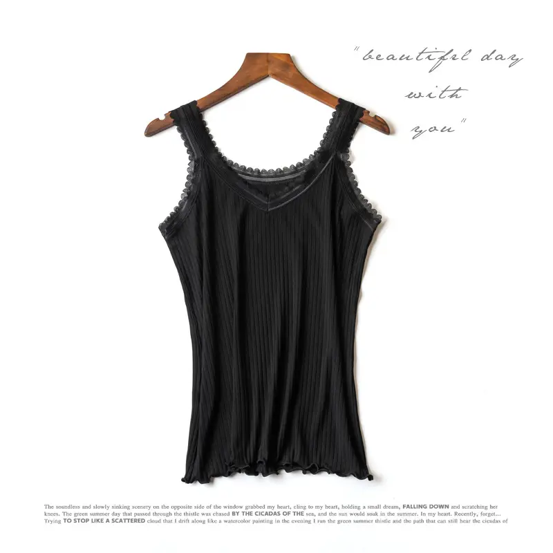 Women's Sleeveless Lace Vest Underwear Beige High Elastic