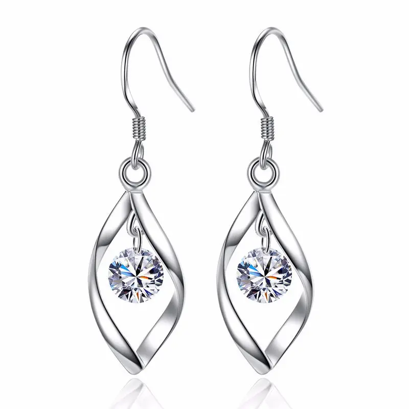 Sterling Silver Zircon Earrings Korean Style Sweet Elegant - Image 3