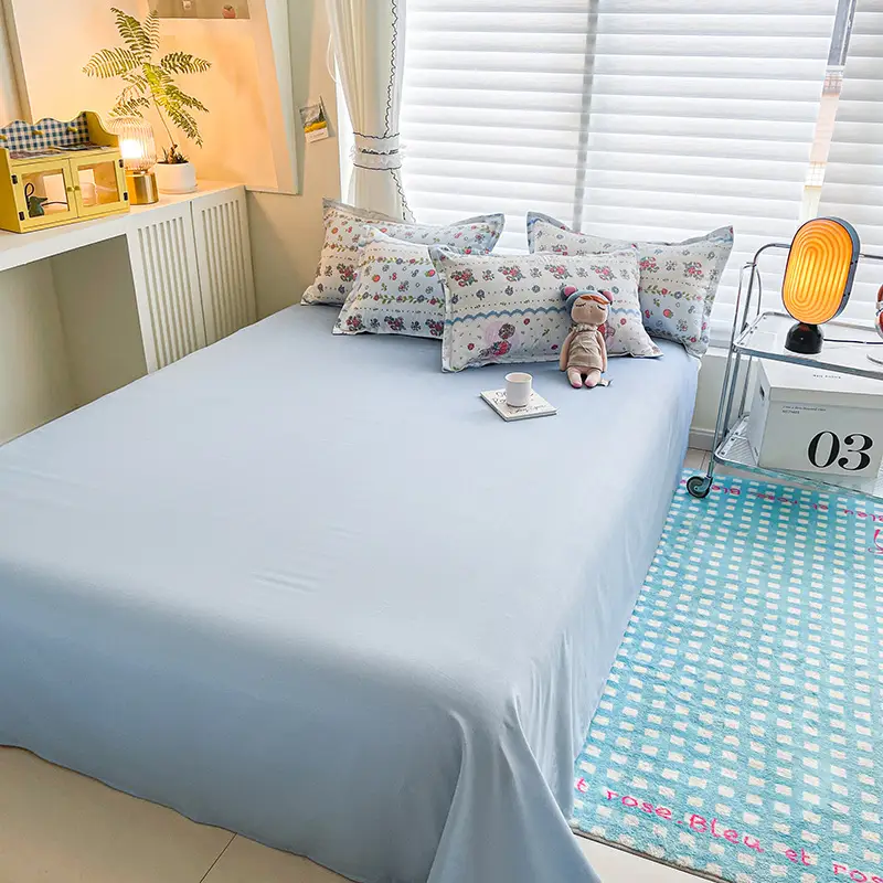 Aloe Vera Cotton Four-Piece Bedding Set Light Blue - Image 19