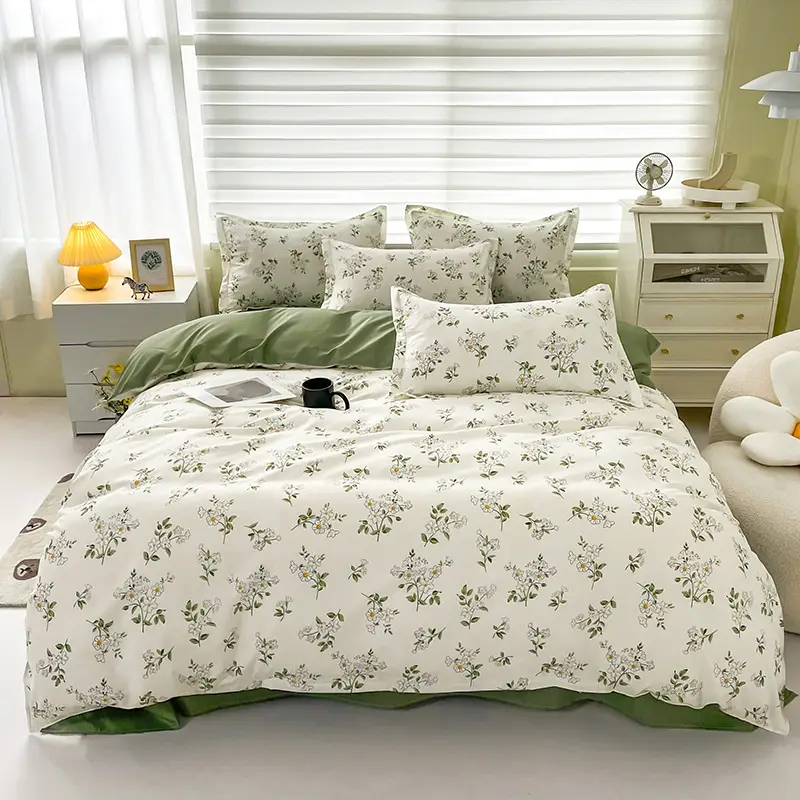 Aloe Vera Cotton Four-Piece Bedding Set Light Blue - Image 15