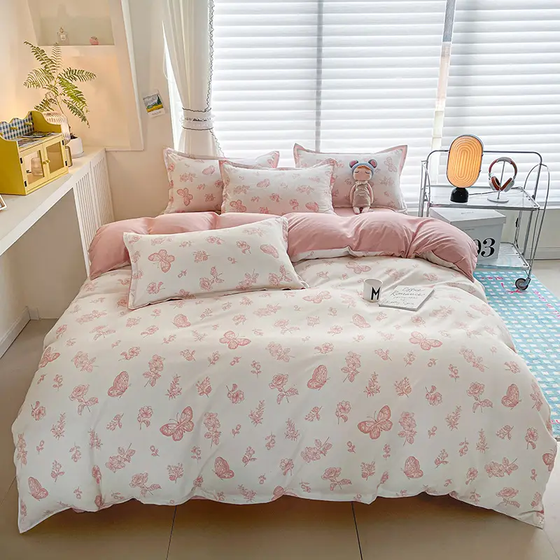 Aloe Vera Cotton Four-Piece Bedding Set Light Blue - Image 6