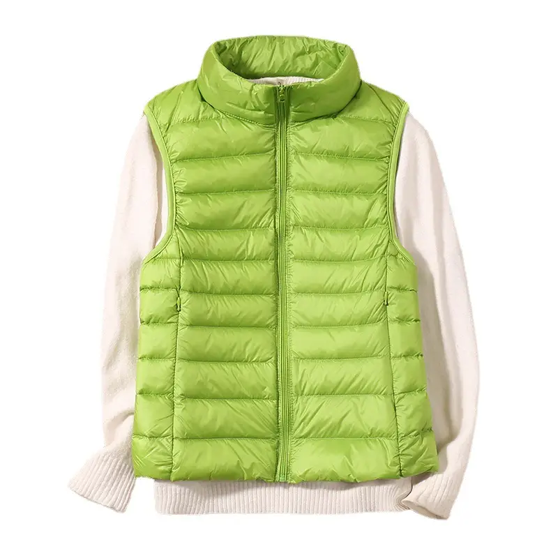 Women's Red Stand Collar Puffer Vest Light Down Liner