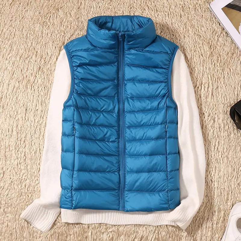 Women's Red Stand Collar Puffer Vest Light Down Liner