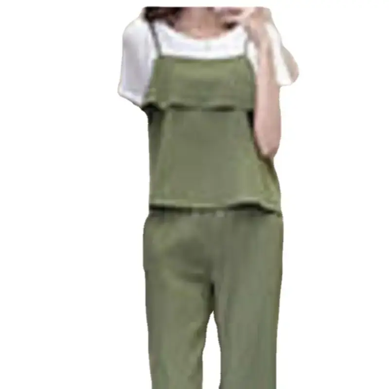 2025 Summer Women's Green Three-Piece Suit Wide Leg Pants - Image 5