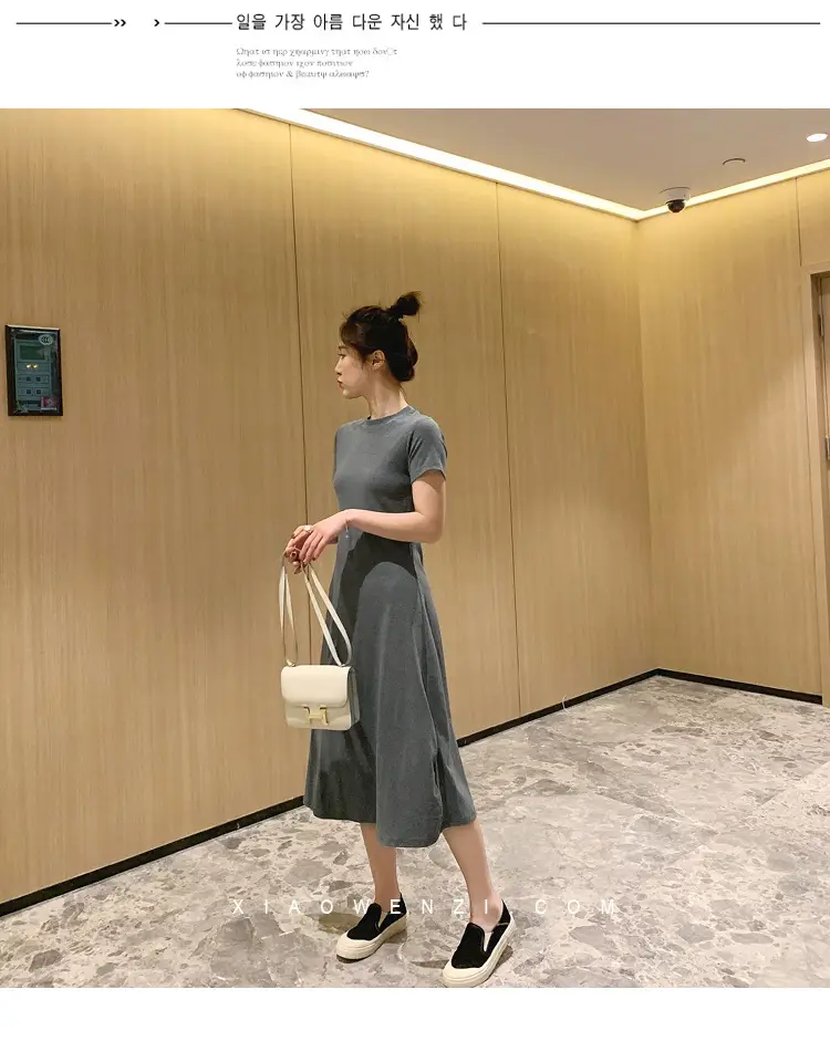 Black Korean Style Loose Sleeve Mid-Length A-Line Dress — feature 11