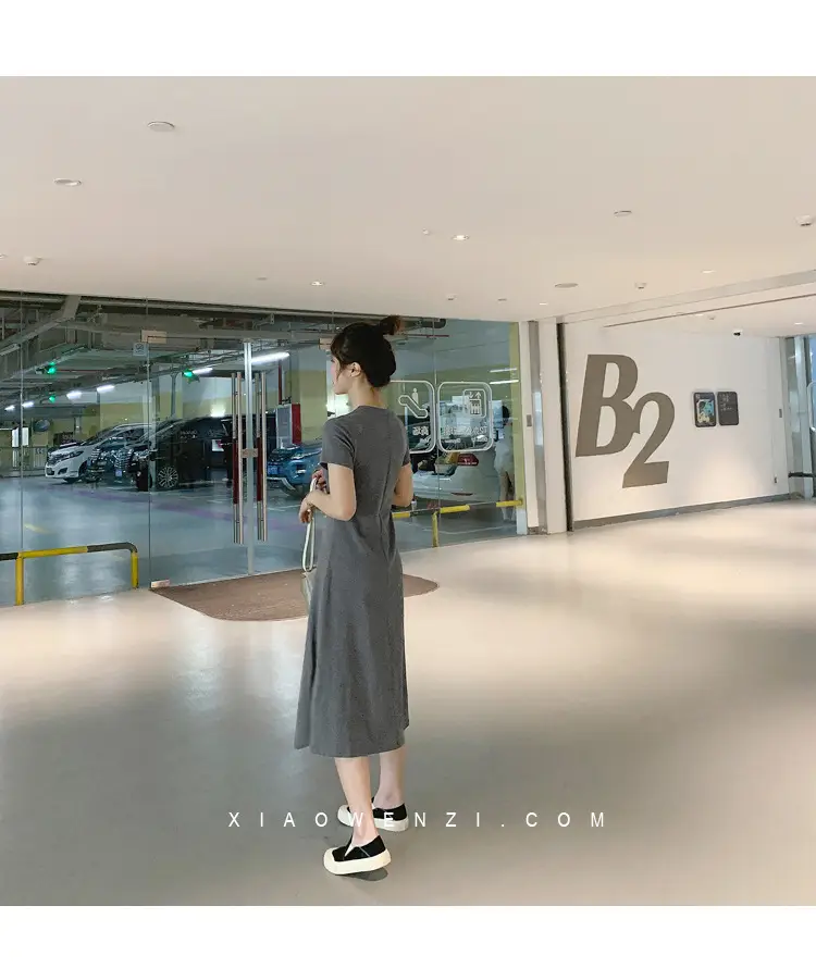 Black Korean Style Loose Sleeve Mid-Length A-Line Dress — feature 12