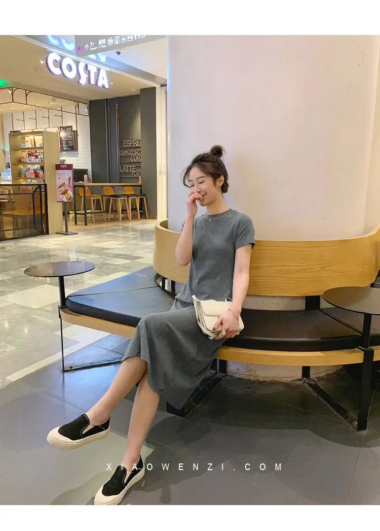 Black Korean Style Loose Sleeve Mid-Length A-Line Dress — feature 3