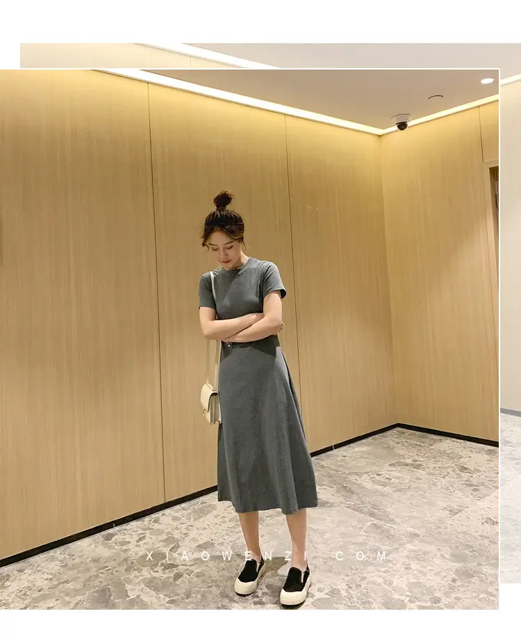 Black Korean Style Loose Sleeve Mid-Length A-Line Dress — feature 4