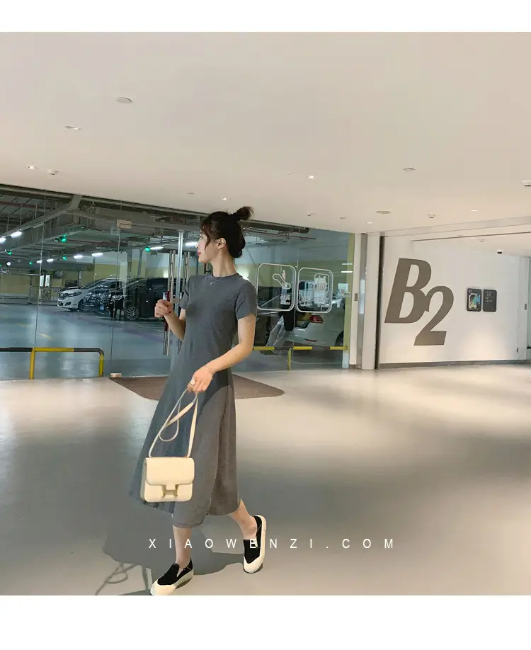 Black Korean Style Loose Sleeve Mid-Length A-Line Dress — feature 6