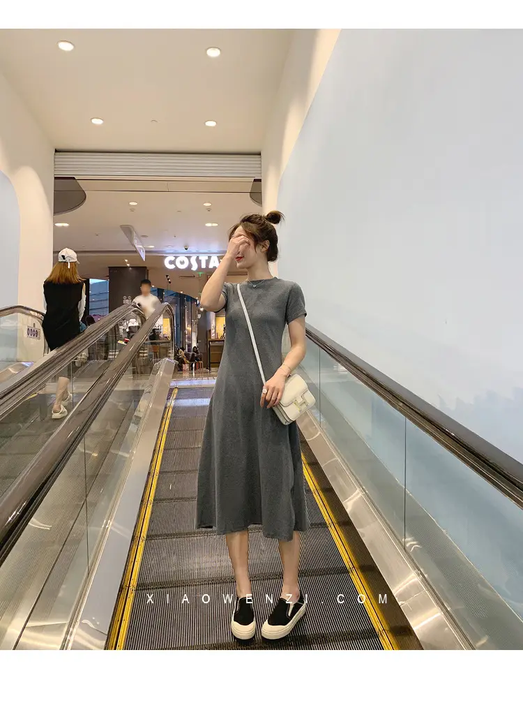 Black Korean Style Loose Sleeve Mid-Length A-Line Dress — feature 7