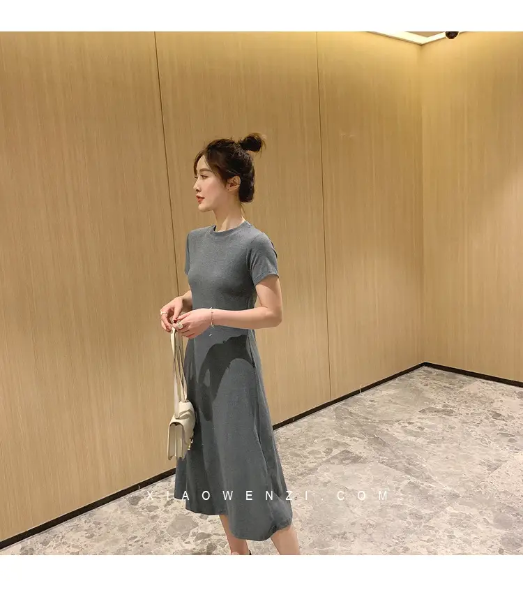 Black Korean Style Loose Sleeve Mid-Length A-Line Dress — feature 8
