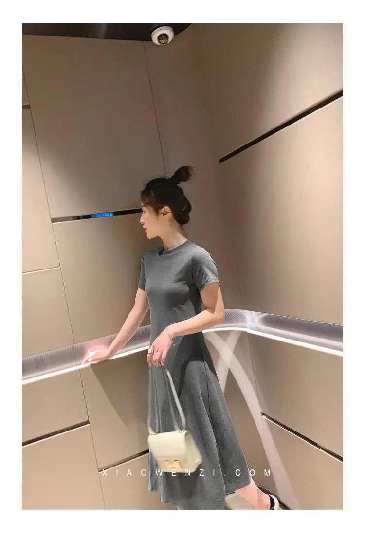 Black Korean Style Loose Sleeve Mid-Length A-Line Dress — feature 9