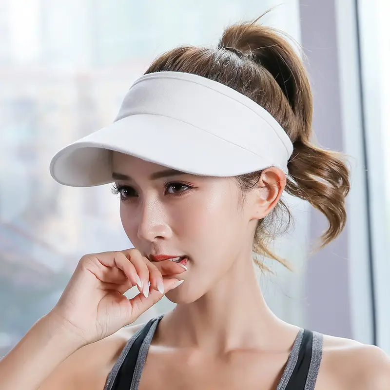 Women White UV Visor Cap Summer Sports Sunshade - Image 14