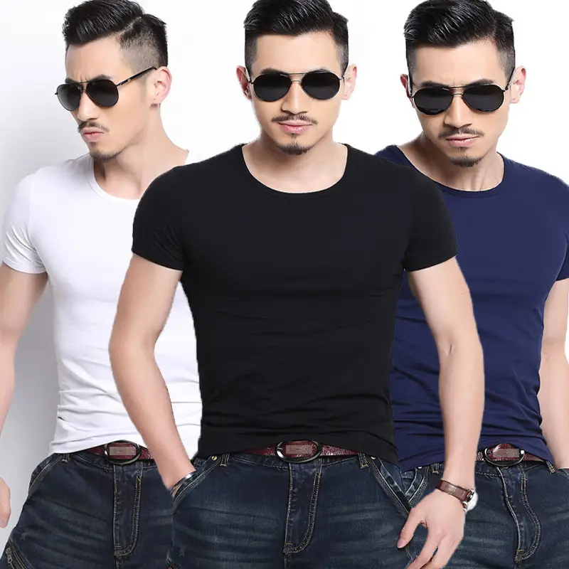 Men's Black Slim Fit T-Shirt Short Sleeve - Image 17