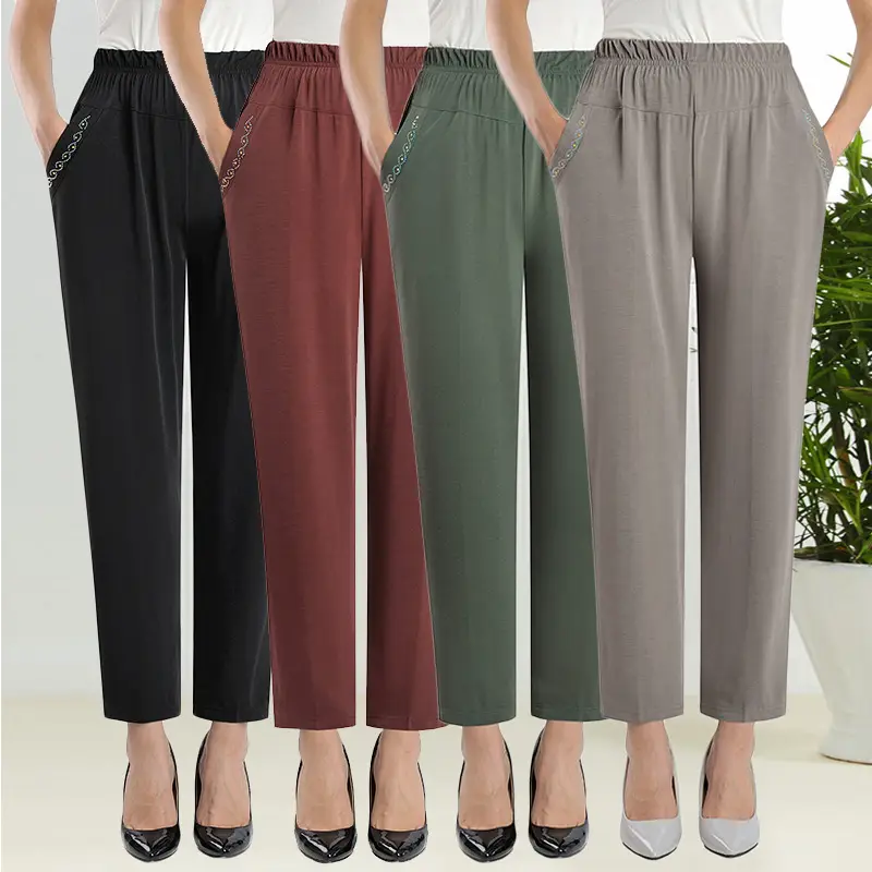 Women's Brown Wide Elapsed Summer Pants Large - Image 6