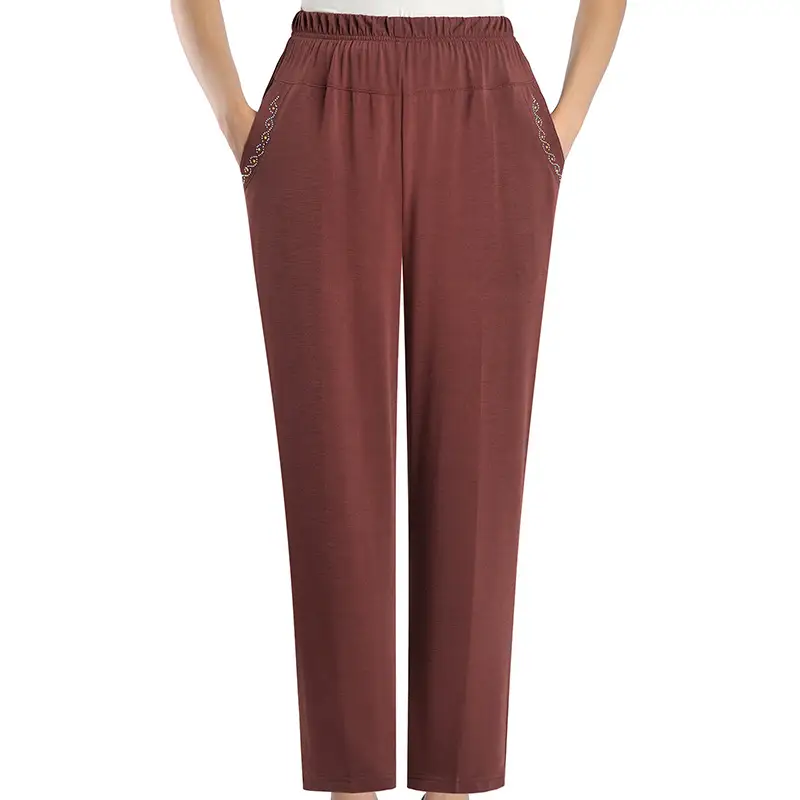 Women's Brown Wide Elapsed Summer Pants Large - Image 3