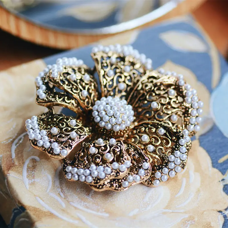 Vintage Pearl Flower Brooch for Women - Image 4