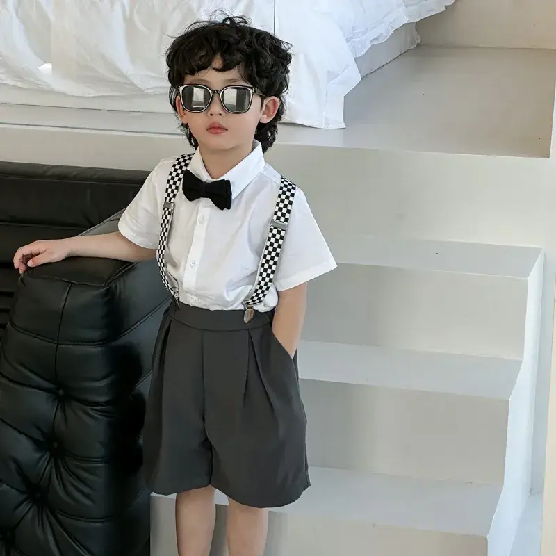 Children's Black & White Bow Tie Shirt Set - Image 2