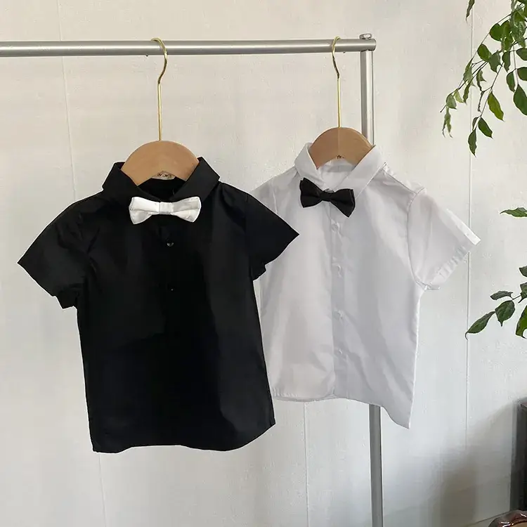 Children's Black & White Bow Tie Shirt Set - Image 3