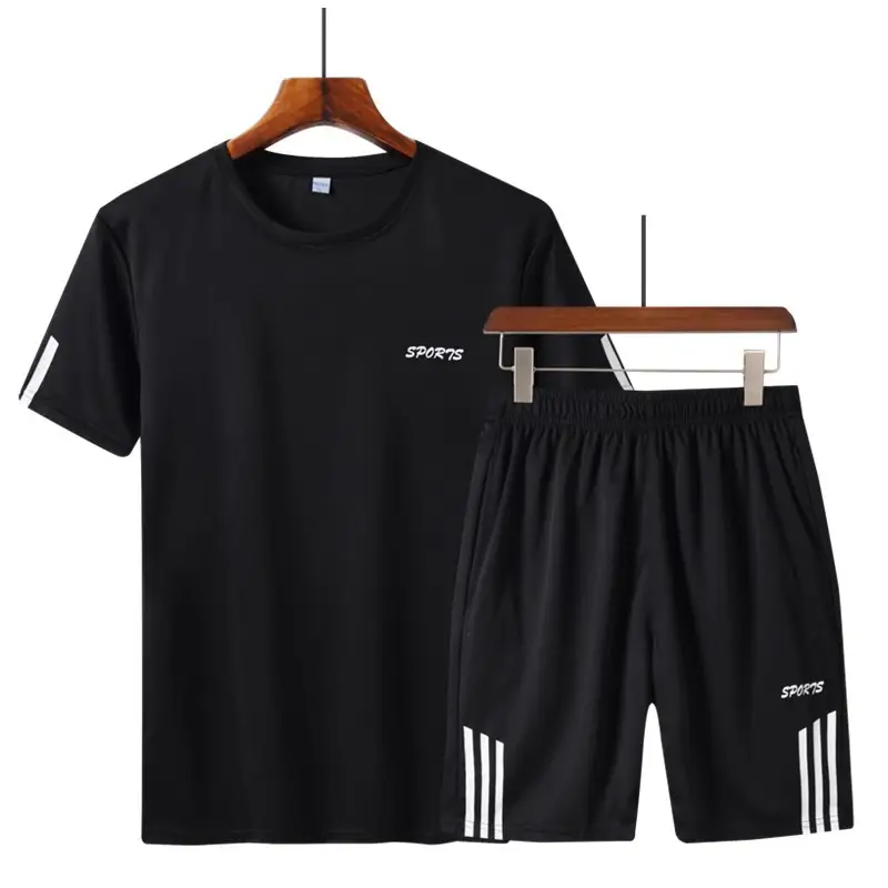 Men Black Penguins Sports T-Shirt & Shorts Set - Image 7