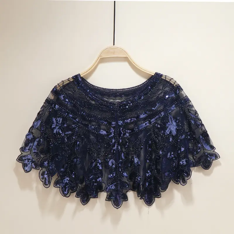 Black Sequin Shawl Cardigan Dress for Women - Image 8