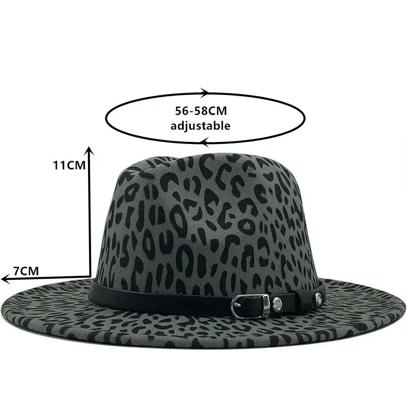 Leopard Print Wool Hat for Kids with Flat Brim