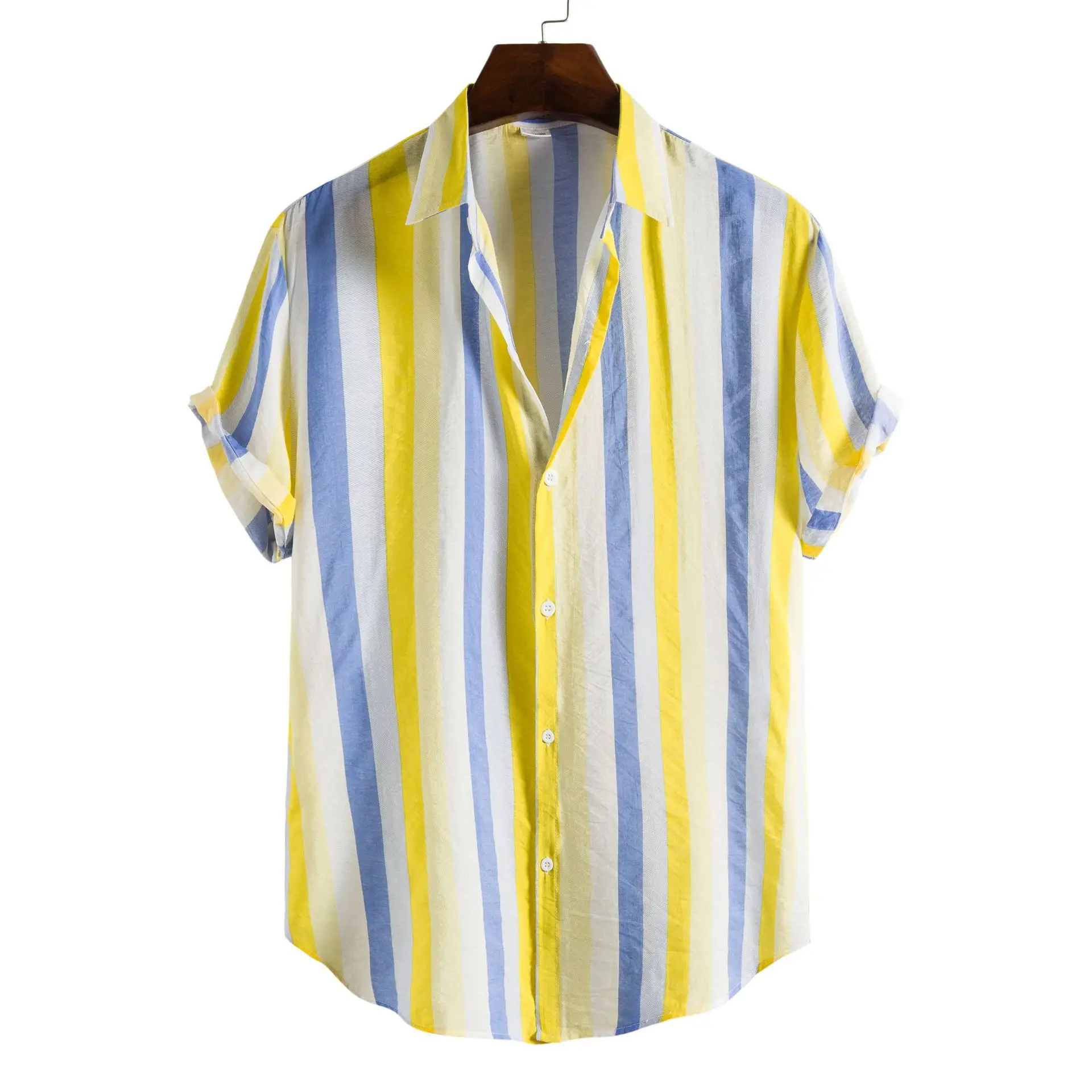 Men's 2020CS Printed Short Sleeve Shirt Blue Red Patchwork - Image 27