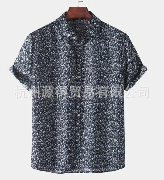 Men's 2020CS Printed Short Sleeve Shirt Blue Red Patchwork - Image 11
