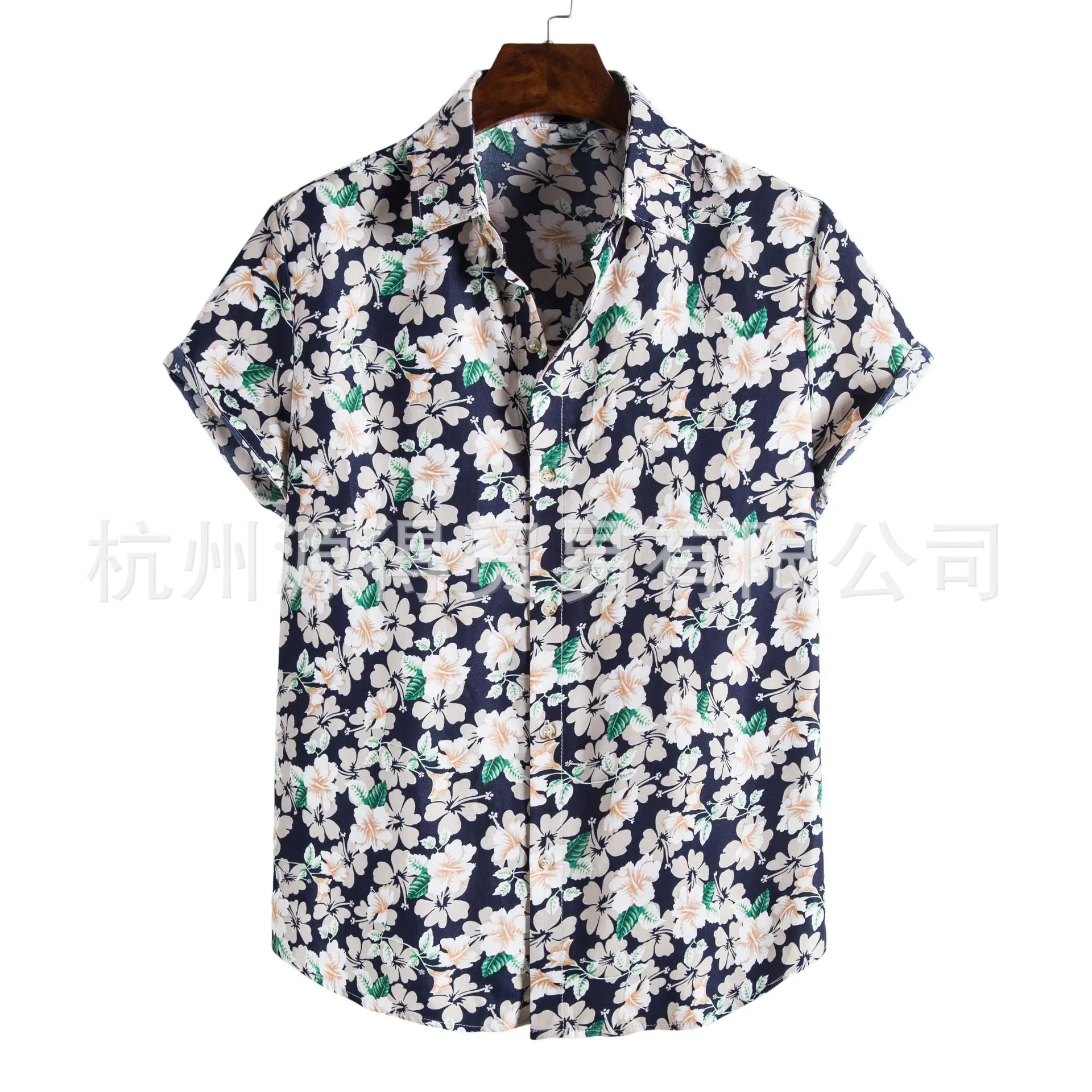 Men's 2020CS Printed Short Sleeve Shirt Blue Red Patchwork - Image 13