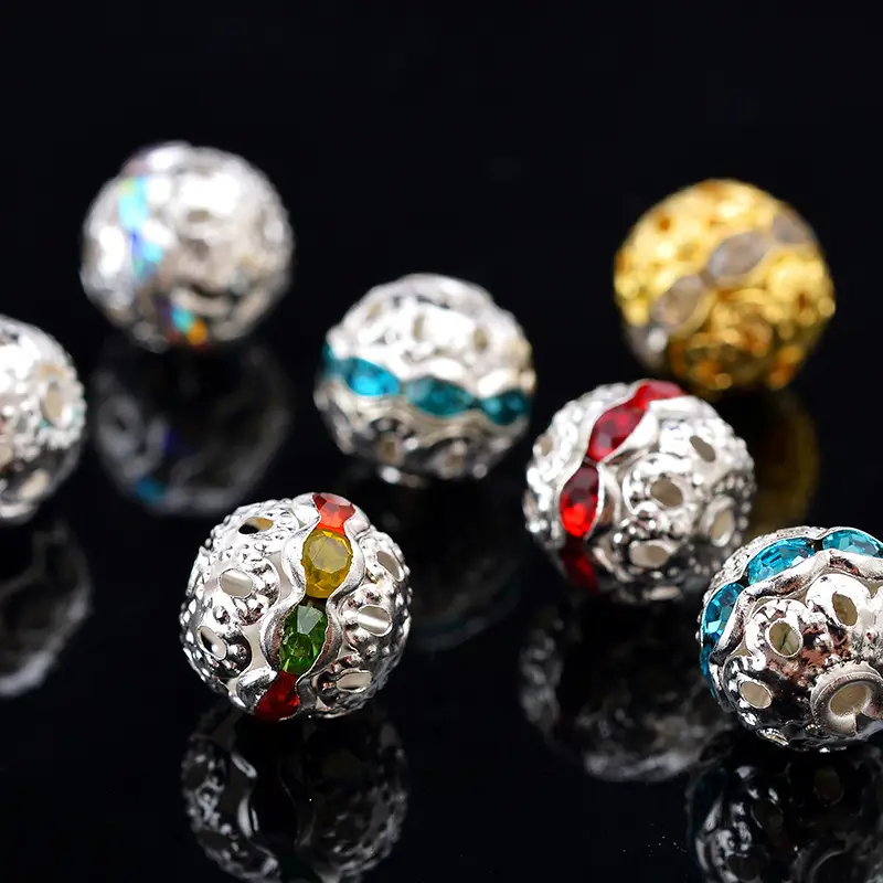 20 Gold Plated Diamond Rhinestone Ball Beads