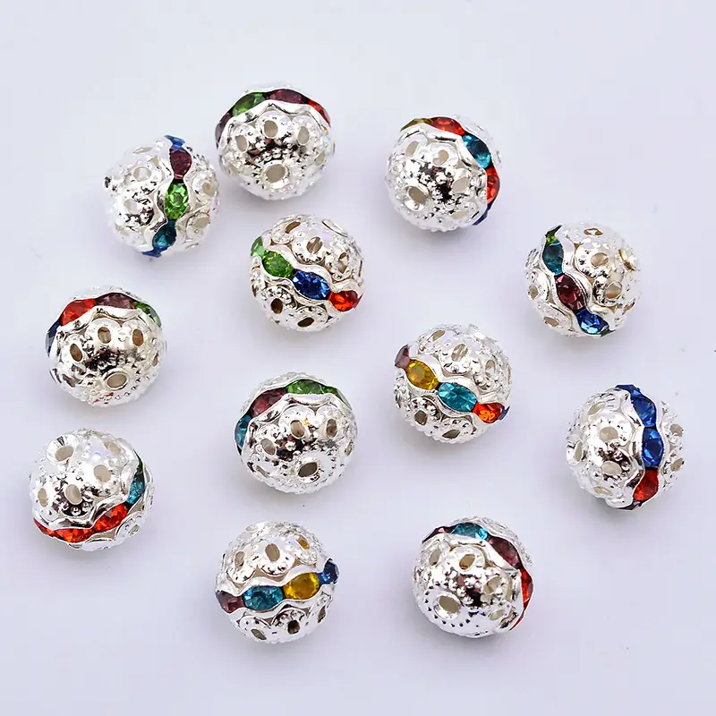 20 Gold Plated Diamond Rhinestone Ball Beads