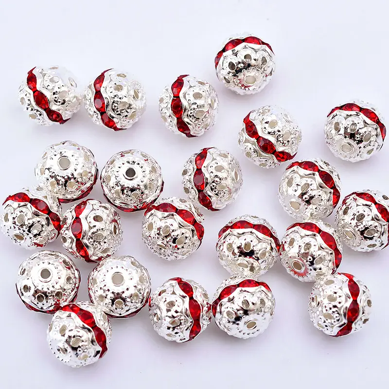 20 Gold Plated Diamond Rhinestone Ball Beads